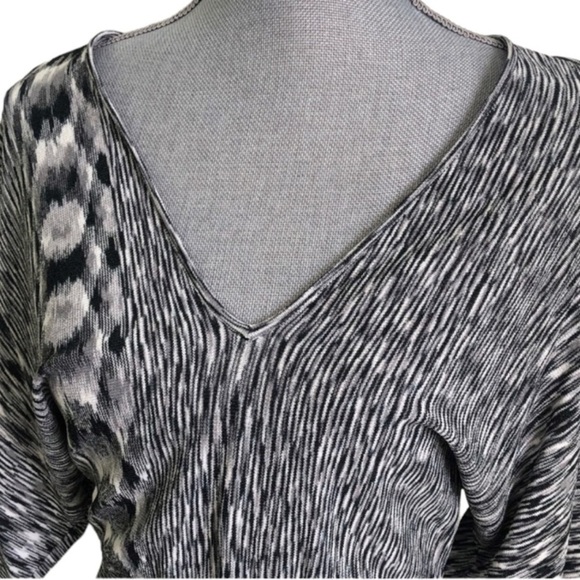 KENAR RAYON BLEND BLACK WHITE PATTERNED TUNIC SIZE M - Picture 3 of 4